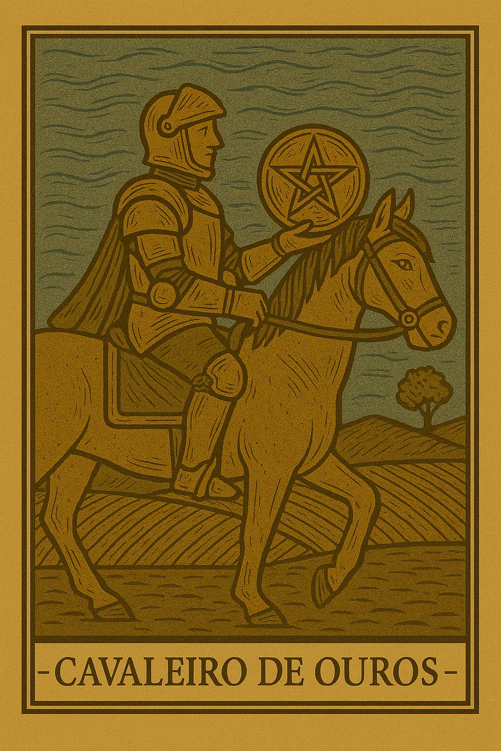 Cavaleiro de Ouros - Carta de Tarot representando persistência, responsabilidade e método