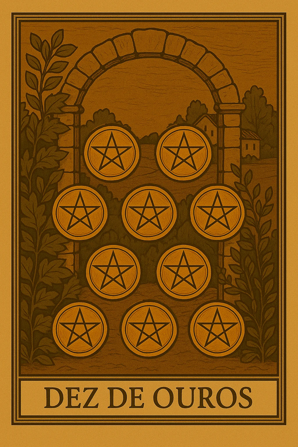 Dez de Ouros - Carta de Tarot representando legado familiar, riqueza e prosperidade geracional