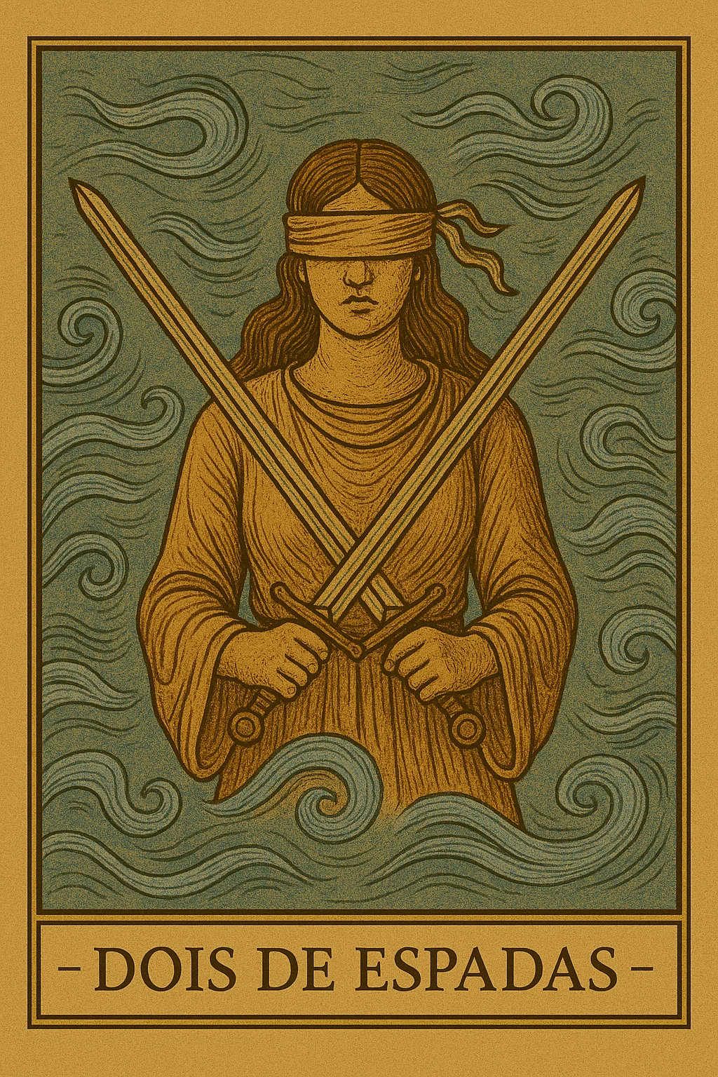 Dois de Espadas - Carta de Tarot representando indecisão, bloqueio e impasse mental