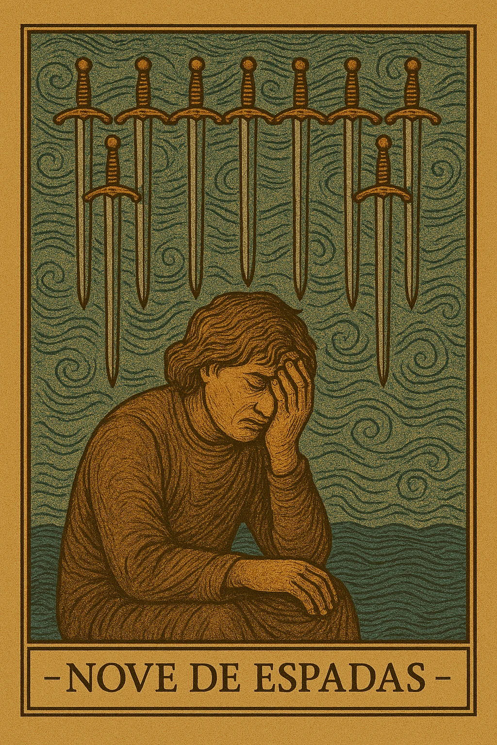 Nove de Espadas - Carta de Tarot representando ansiedade, insônia e angústia mental