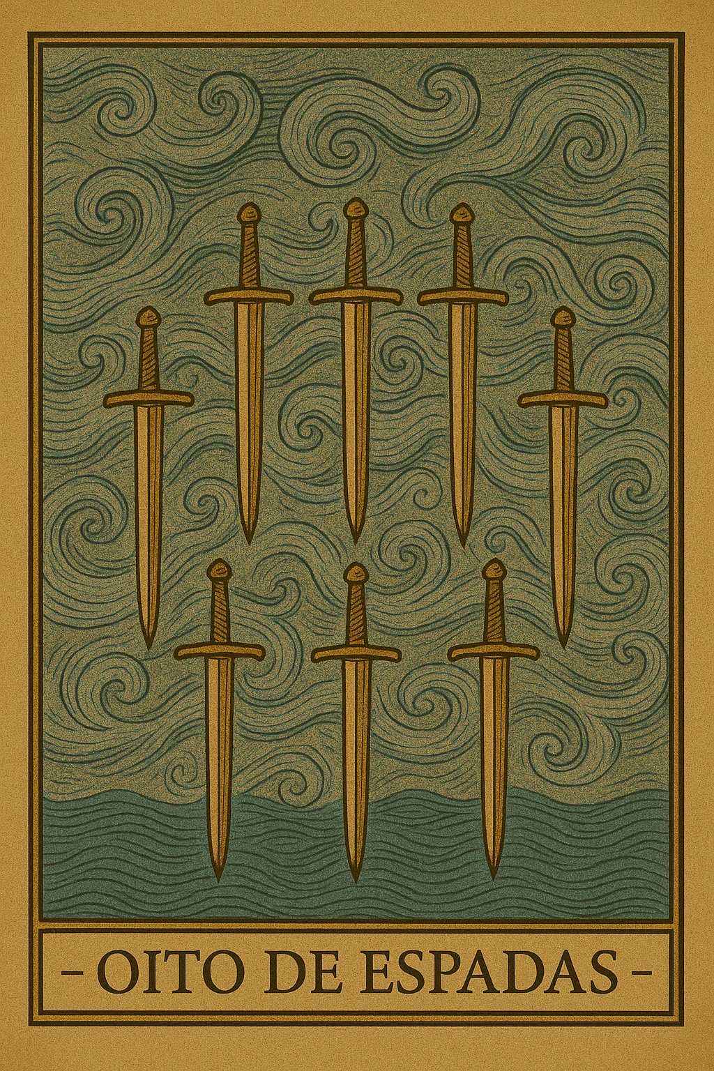 Oito de Espadas - Carta de Tarot representando prisão mental, medo e a busca pela liberdade