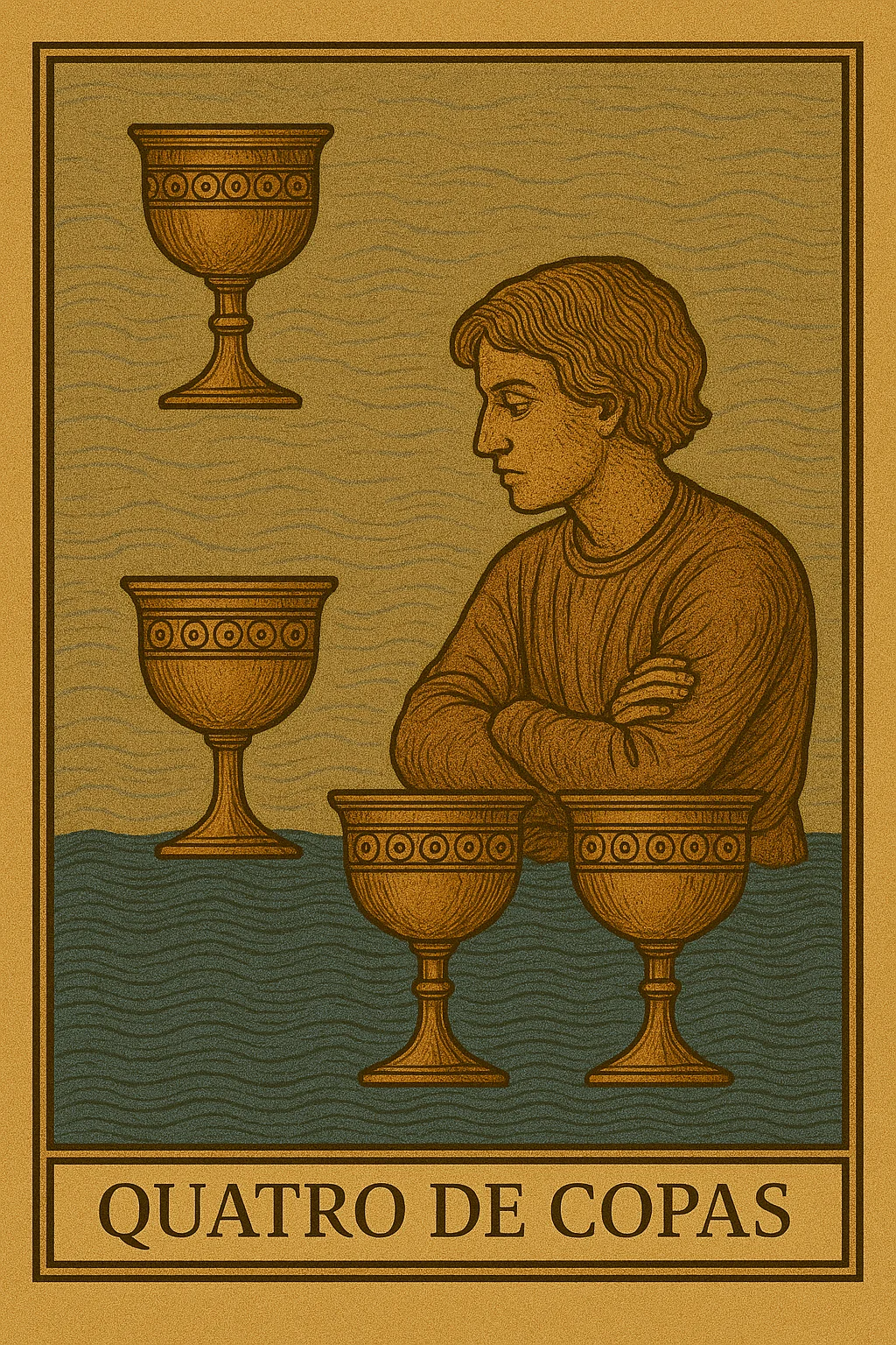 Quatro de Copas - Carta de Tarot representando introspecção, meditação e descontentamento emocional