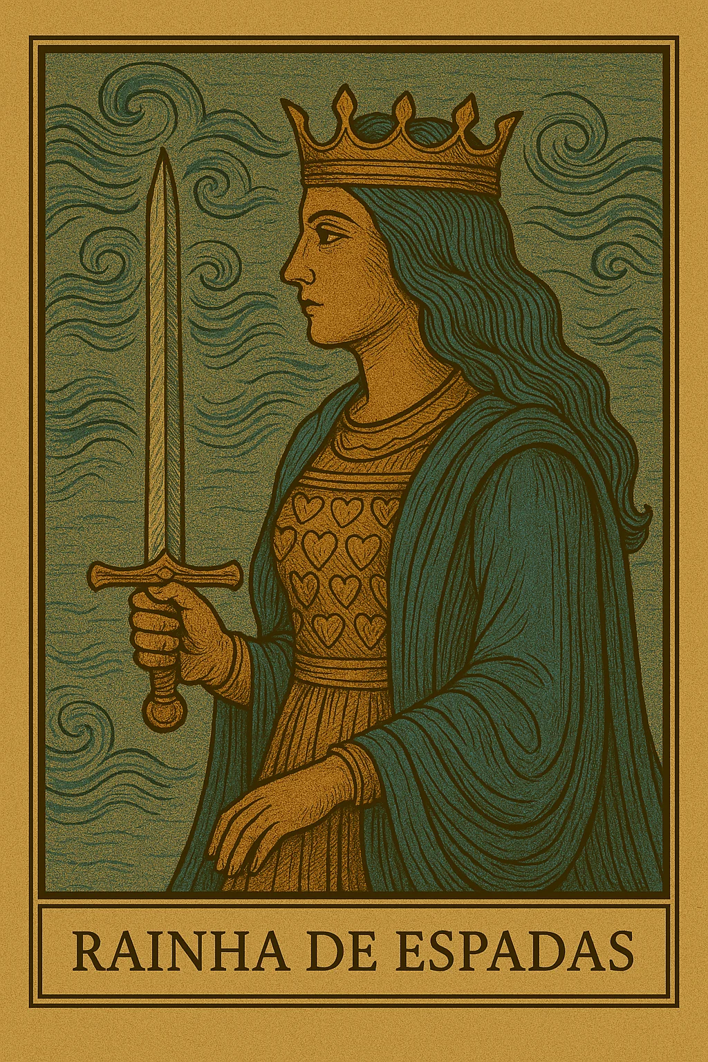 Rainha de Espadas - Carta de Tarot representando independência, clareza mental e sabedoria