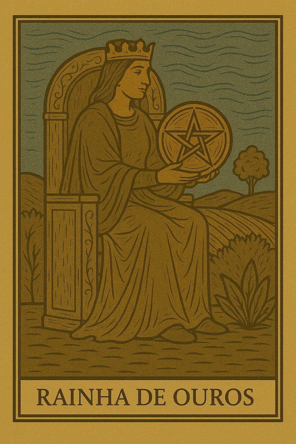 Rainha de Ouros - Carta de Tarot representando cuidado, abundância e nutrição