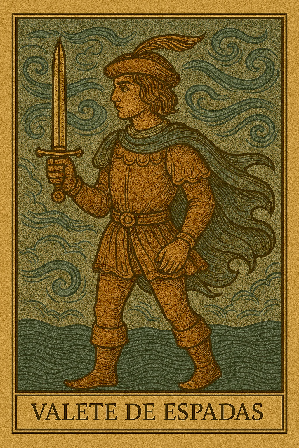 Valete de Espadas - Carta de Tarot representando curiosidade, vigilância e novas ideias