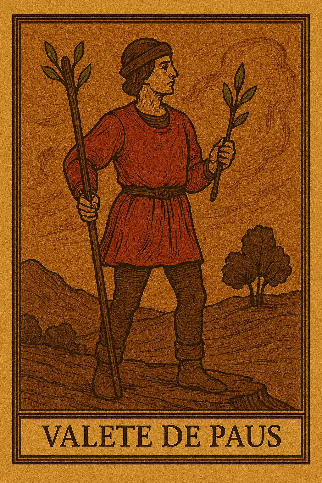 Valete de Paus - Carta de Tarot representando entusiasmo, criatividade e nova aventura